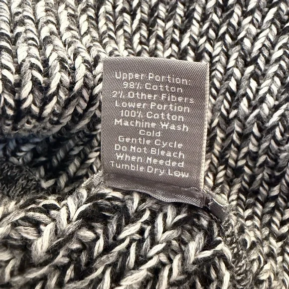 Ann Taylor Chunky Bell Sleeve Knit 98% Cotton Cardigan Black Gray White Stretchy - Picture 12 of 13